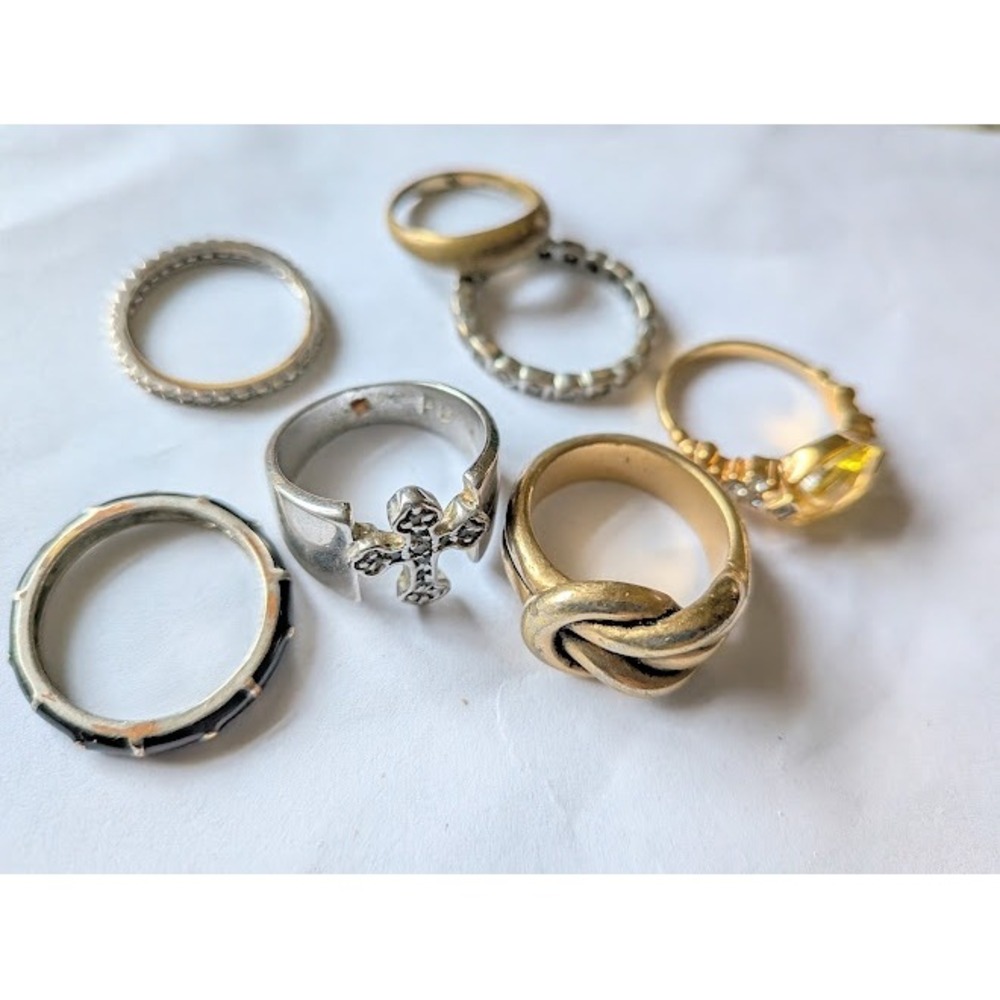 Premier Designs Ring Set Womens Sz 5-8 Gothic Cross Knot Boho Stackable Vintage